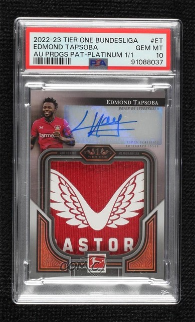 2022 Topps Tier One Bundesliga Auto Platinum 1/1 Edmond Tapsoba PSA 10 Patch