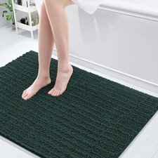 Arotive Luxury Chenille Bathroom Rug Mat, Extra Soft 47" x 32", Dark Green 