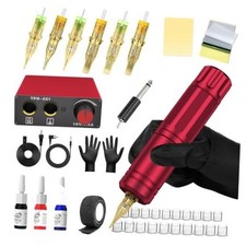 Tattoo Kit Rotary Tattoo Pen Complete Tattoo Machine Kit for Beginners, 6 Red