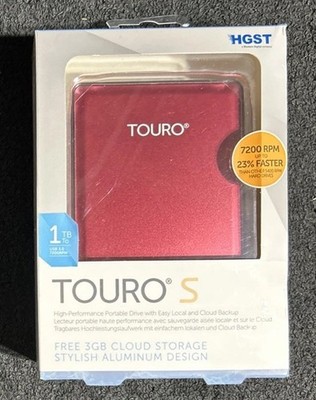 HGST Touro S 1TB Portable External Hard Drive 7200 RPM USB 3.0 Red