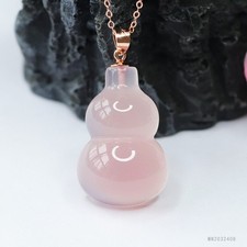 Natural Jade Necklaces for Women Pink Gourd Crystal Jewelry Gift Lucky Amulet
