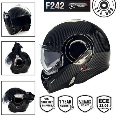 Modularer Motorrad Klapphelm 180° Flip-Up Touring Helm mit Sonnenvisier F242