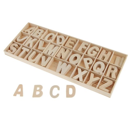 156pcs Wooden Alphabet with Storage Tray Natural - Picture 9 of 12