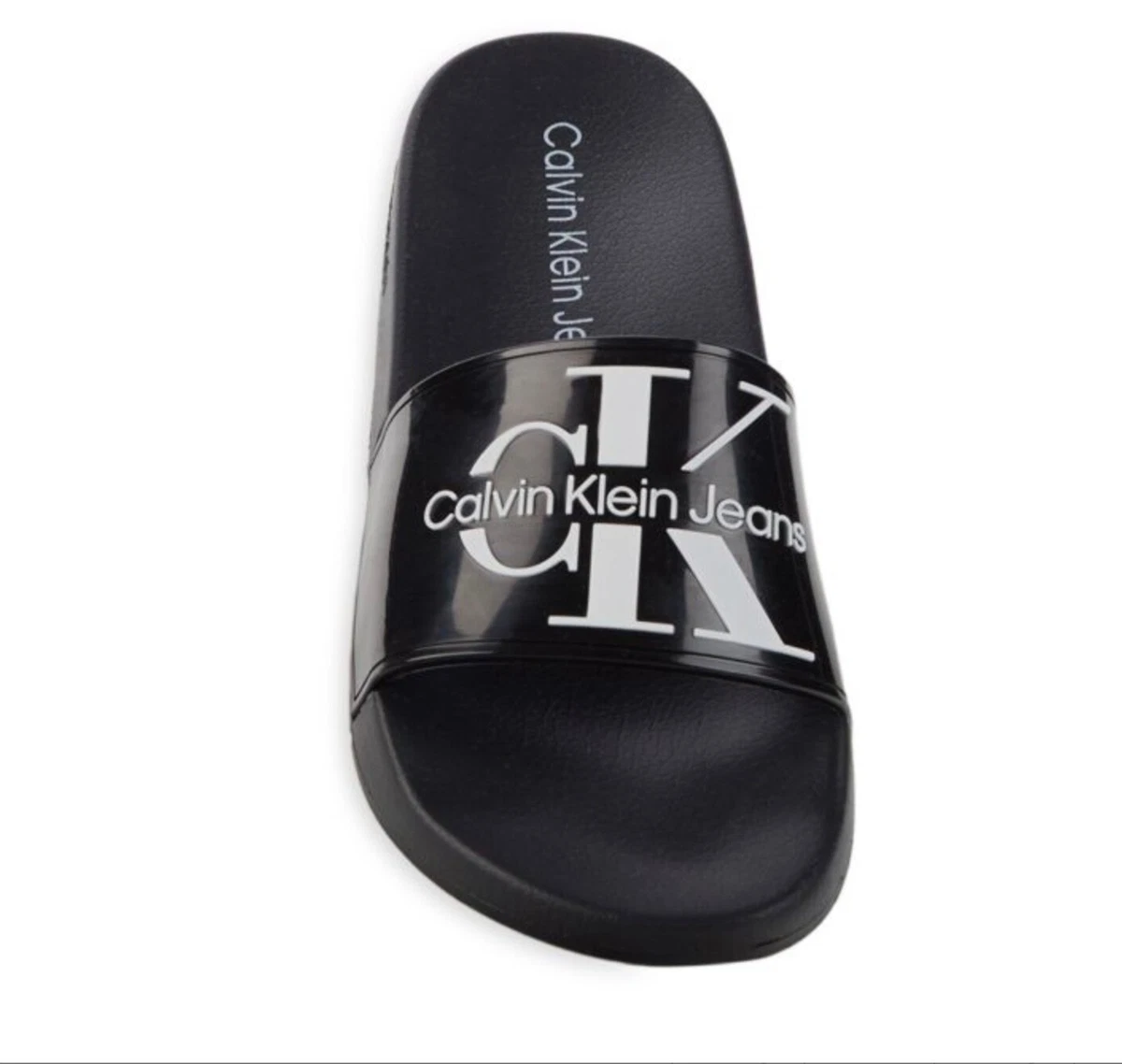 Calvin Klein Jeans CK Men s Black Avett Logo Slides Slippers 13M