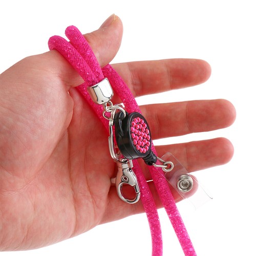 Supplies Bling Crystal Lanyard Hanging Rope Neck Strap Clip ID Card Holder - Photo 8 sur 19