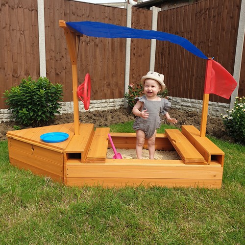 plastic boat sandpit with lid