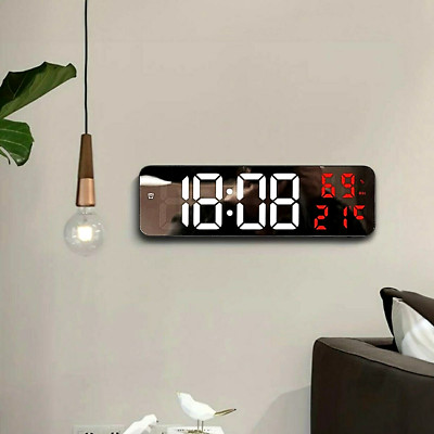 Digitaluhr Wanduhr rote LED Anzeige Alarm Wecker Uhr Temperatur Luftfeuchtigkeit