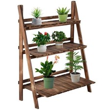 Image of Wooden Flower Pot Rack Holder Fold Storage Shelf Stand Vegetable