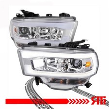 Chrome Housing Halogen Headlights Projector LED DRL Dodge Ram 2500 3500