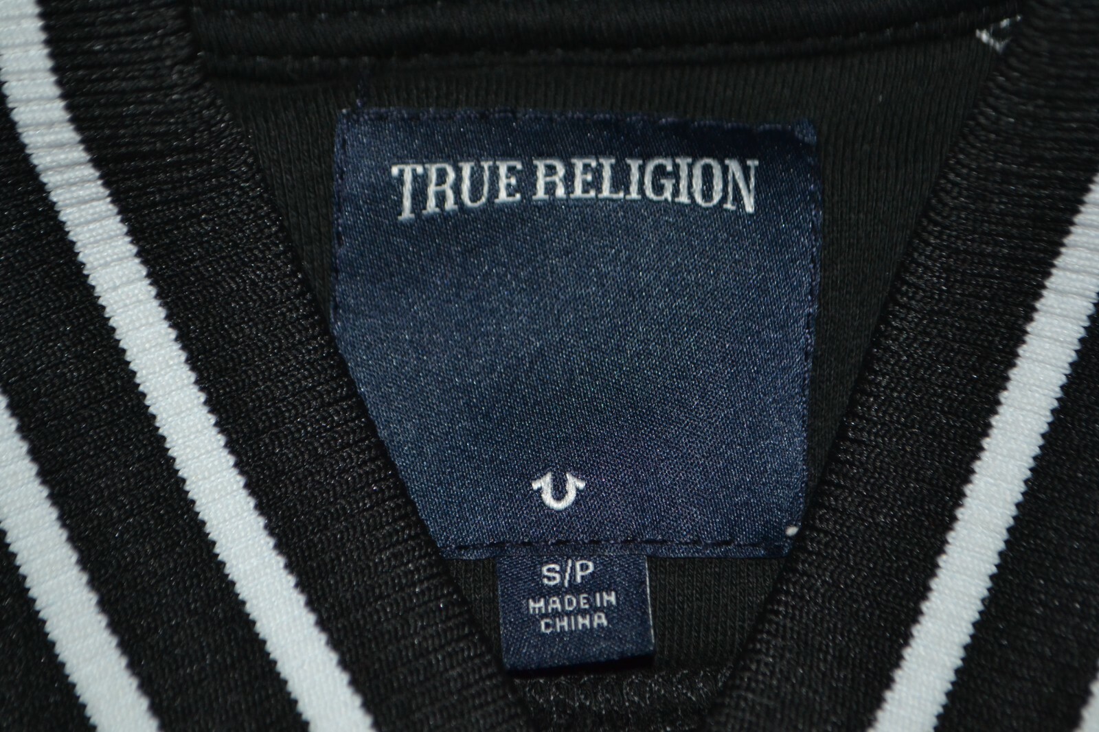 True Religion Women's Black White Snap Button Lettermans Varsity Jacket Sz S thumbnail 9