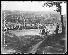 Automobile Driver Moukmier Driving A Staver Automobile Up A Hill  - Old Photo