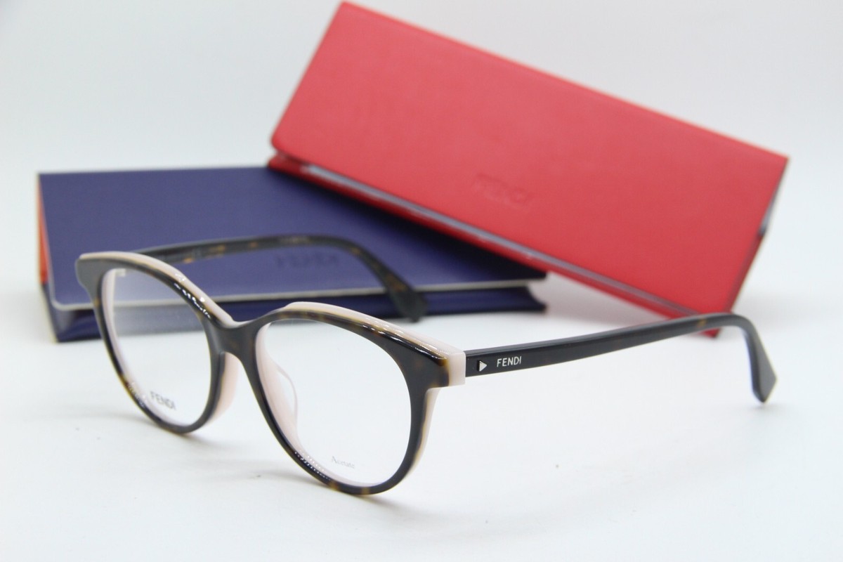 Fendi FF0256 Acetate Eyeglasses Burgundy Ivory 52-18-140 New Authentic Amazon.com: Fendi FF0255 08616 53mm Dark Havana Eyeglasses  main image 3