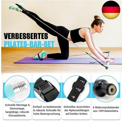 Pilates-Stangen-Set Mit Widerstandsbändern – Verstellbar, Inkl. Tasche Für Home-Workouts