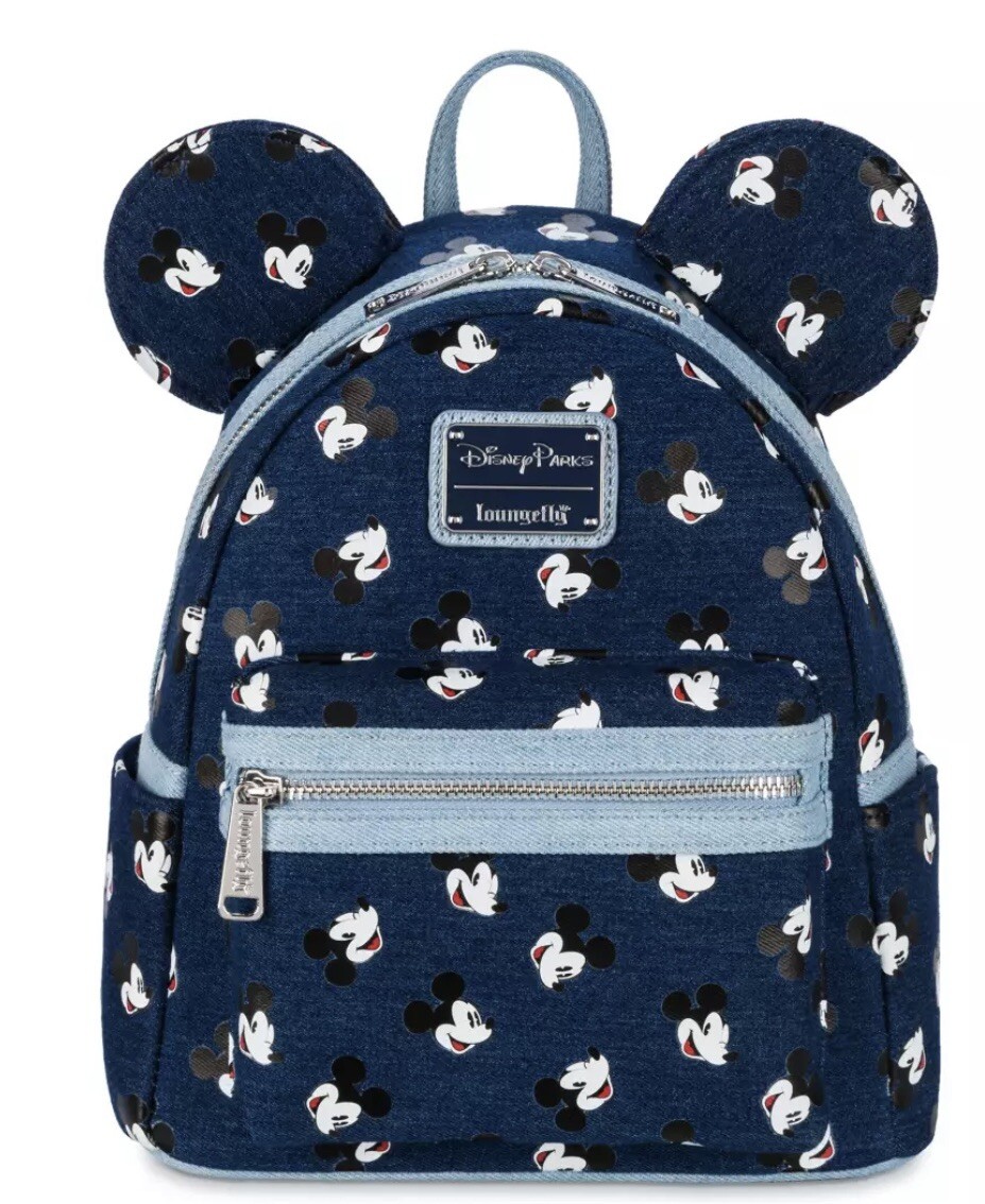 Loungefly Disney Park Mickey Mouse Blue Denim  MINI BACKPACK & WALLET -NWT image 2