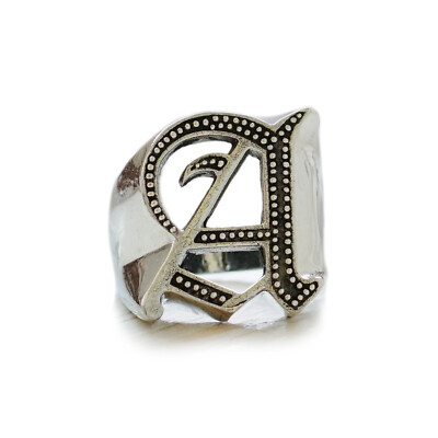 A letter old english ring men sterling silver biker handmade jewelry