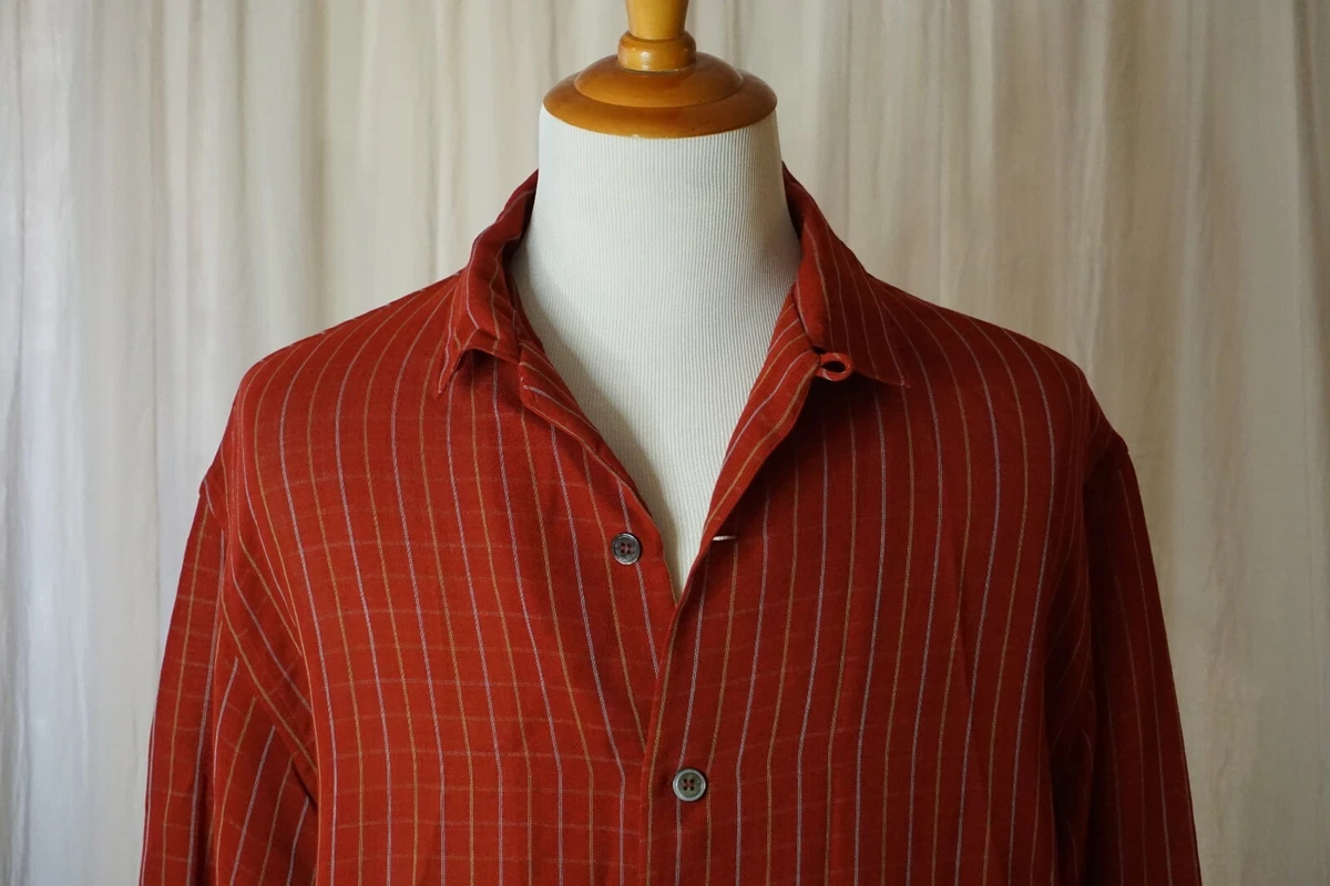 Yohji Yamamoto Y's For Men Red Ghost Check Oversized Studio Shirt-Jacket Sz M