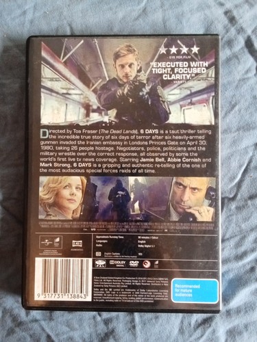 6 Days (DVD, 2017) VGC. Free Shipping Region .4 - Picture 2 of 4