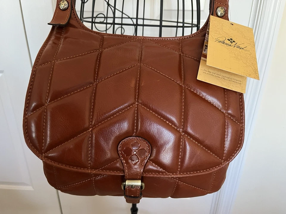 全新带标签 PATRICIA NASH 意大利鞣制全粒面皮革马鞍斜挎包 270 美元 — 第 2/4 张图片