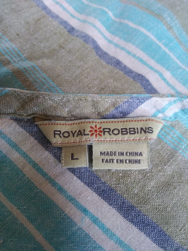 Camiseta sin mangas grande Royal Robbins cáñamo algodón orgánico a rayas en capas Foto 4 de 4