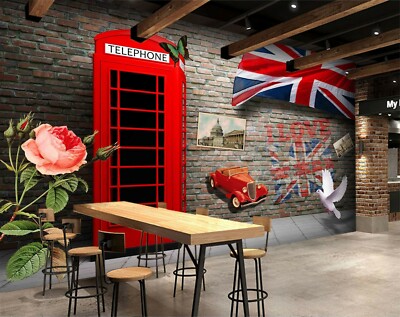 3D Telephone Booth 1470NA Wallpaper Wall Mural Removable Self-adhesive Fay