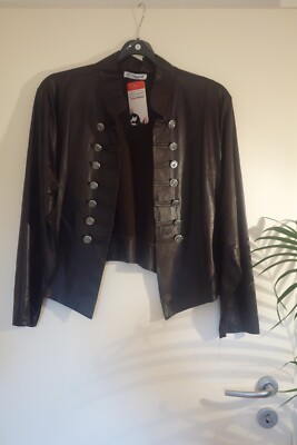 MAGNA Jacke Kunstleder-Optik 40 42 NEU schoko braun Stretch Knöpfe