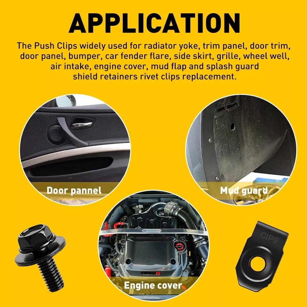 For Body Toyota Bolts&U-nut Clips- M6-1.0x20mm Long- 10mm Hex- 20pcs #150 (10ea)