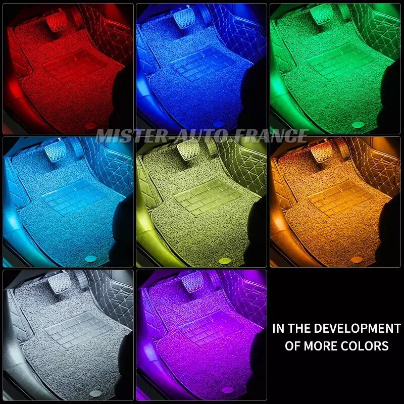 Kit éclairage LED Intérieur Voiture RGB | Bande LED 110cm + 35cm | Contrôle Par App Et Microphone Musical