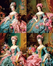 RococoStyle EuropeanLady Printed Needlepoint Canvas Elegant Portrait of Nobility