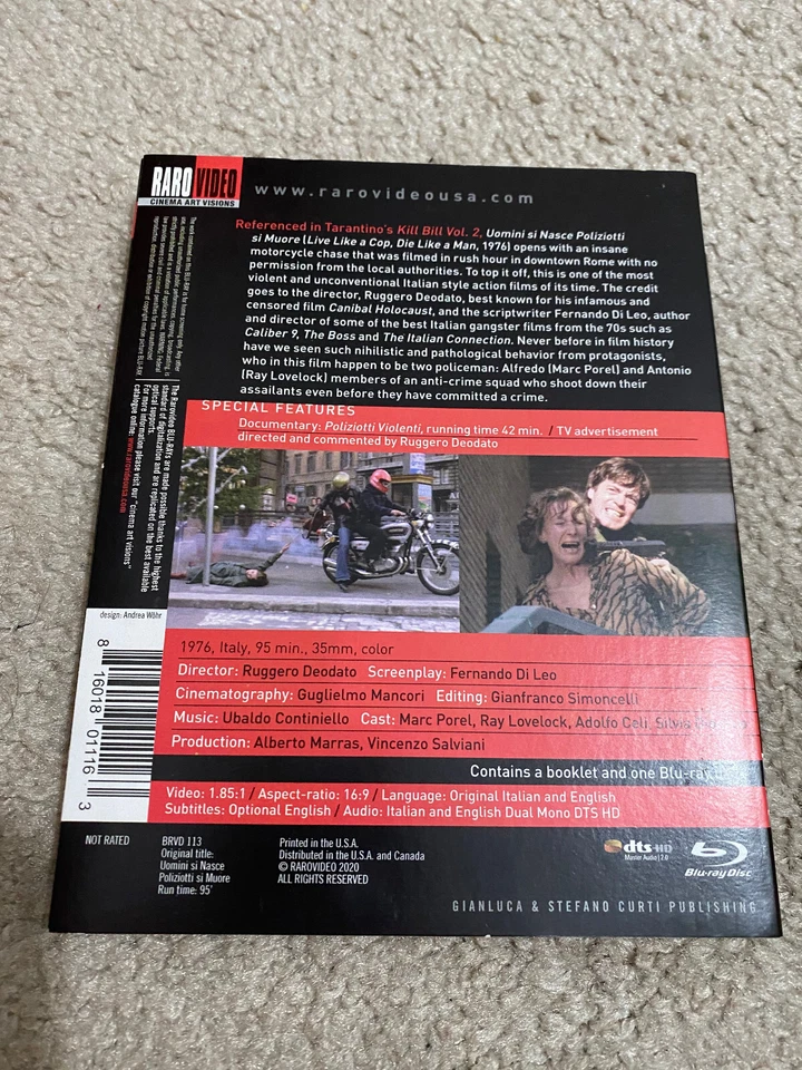 Live Like A Cop Die Like A Man Blu Ray Slip Cover Only Ruggero Deodato Raro Vid - Image 2 of 2