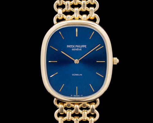 Patek Philippe 3738/1 Golden Ellipse 18K Yellow Gold Blue Gube...