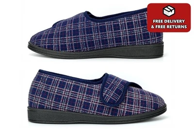 Mens Wide Fit Slippers Extra Wide Size 13 Washable Memory Foam Outdoor Slippers - Image 1 of 4