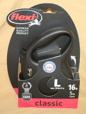 Flexi Classic Retractable Dog Leash Large soft grip 16 Ft 110 LBS Black - NEW