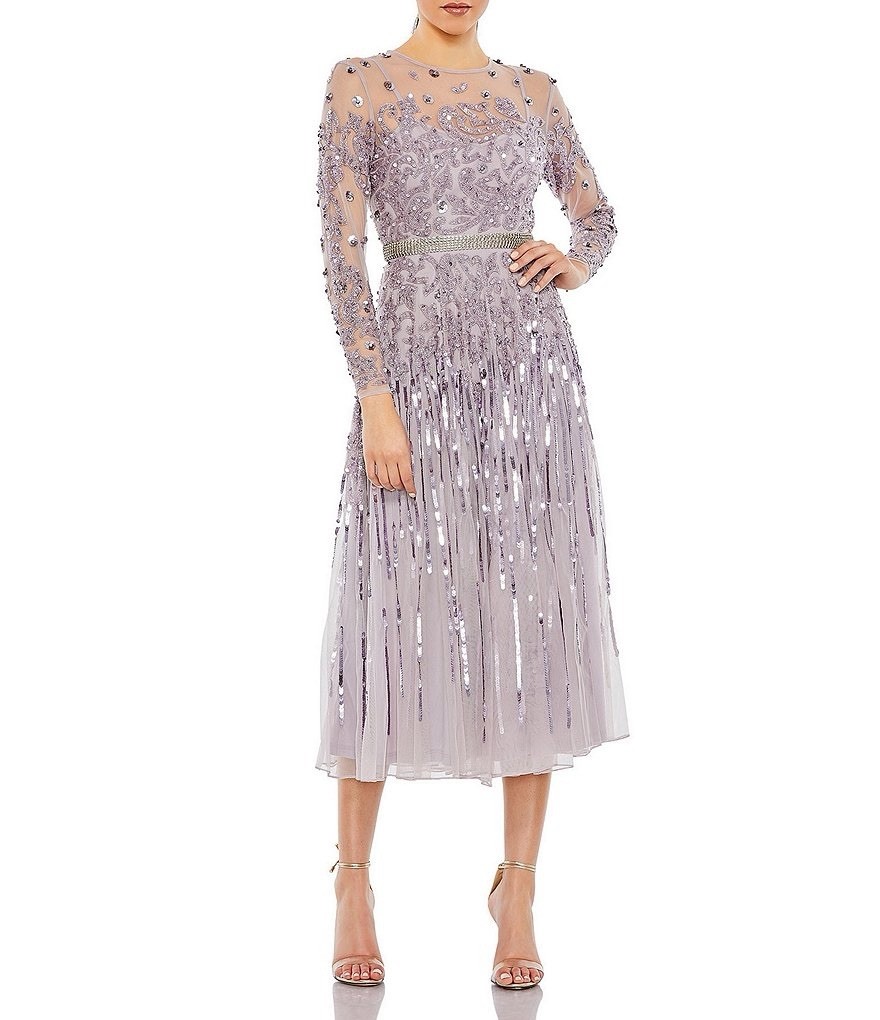 Lavender Mac Duggal Dress Bridesmaid Bat Mitzvah Bridal Classy A line Formal  | eBay