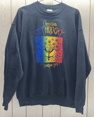 Vintage Hanes Sweatshirt Christian Orthodoxy Roots Run Deep Large