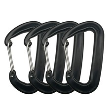 4 Pack 2700lbs Carabiner Clip, Aluminum Climbing Gear, Outdoor Use, Black