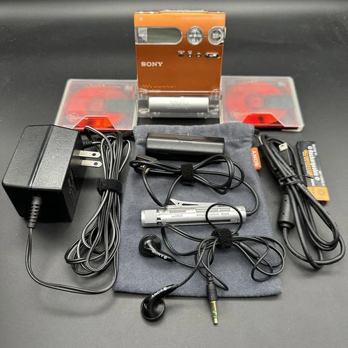 SONY MZ-N910 NET MD WALKMAN Orange Tested Working