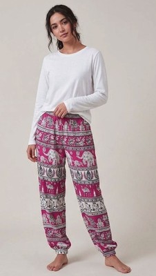 Women s Elastic Waist Boho Harem Pants Loose Yoga Meditation Trousers L-39''