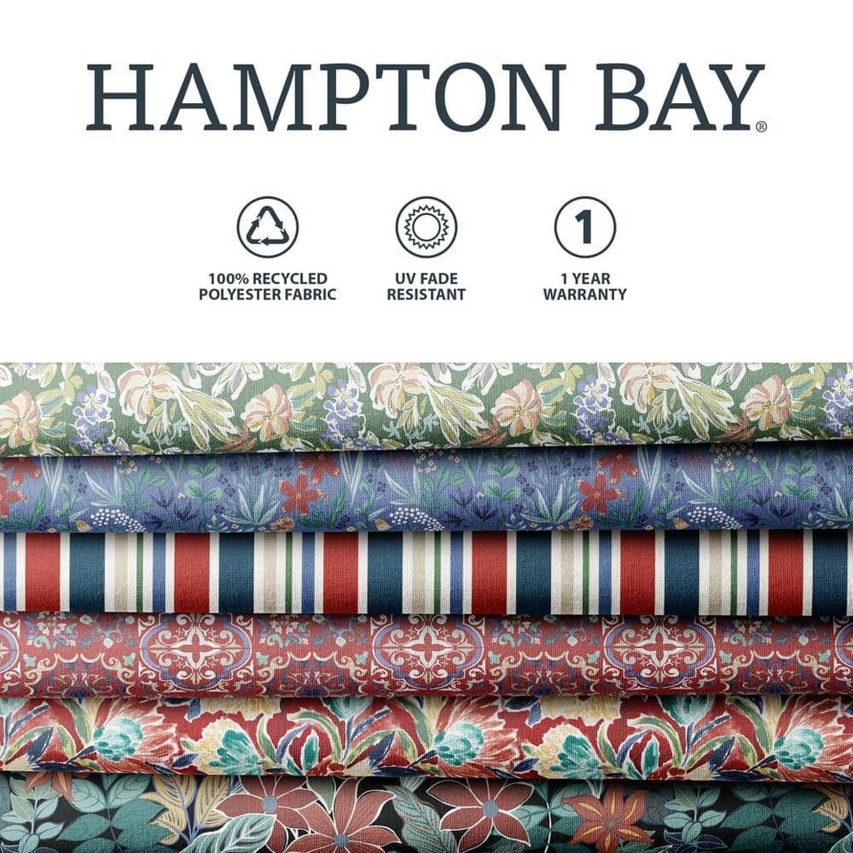Hampton Bay 20" W x 20" D Outdoor Seat Pad Windsor Distressed Geo ...