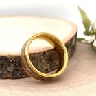 8mm Yellow Gold Tungsten Christmas Gifts Ring Wood & Marble Inlay polished Band — photo 4
