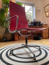 Eames EA 109 style Office Chair in red leather.