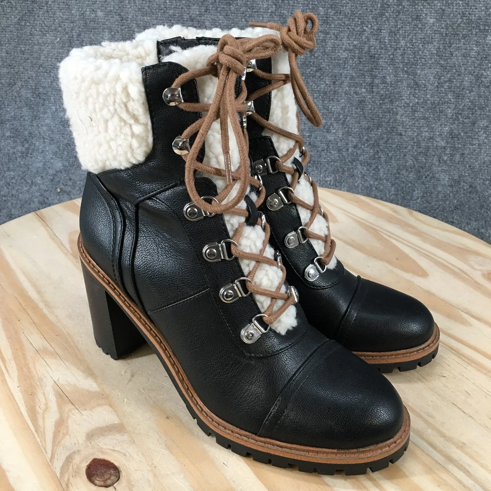 Nine West ботинки женщин 8 М Penni искусственного меха отделки шнурует вверх молнии каблуки ботинок черный - Изображение 3 из 4