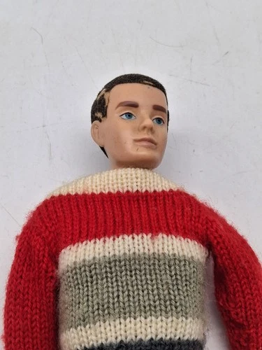 1961 Ken with Flocked Fuzzy Dark Hair and Blue Eyes - with outfit - - Mattel