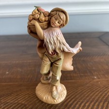 Vintage Fontanini Nativity 5 Inch Figure Seth Boy w Basket of Fruit 1987 Italy