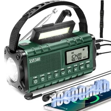 Emergency Weather Alert Radio,AM/FM/NOAA Hand Crank Wind Up/USB army green