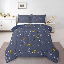Moon  Stars Bedding Boys Girls 3Pcs Galaxy Full Comforter Set for Kids Toddl...