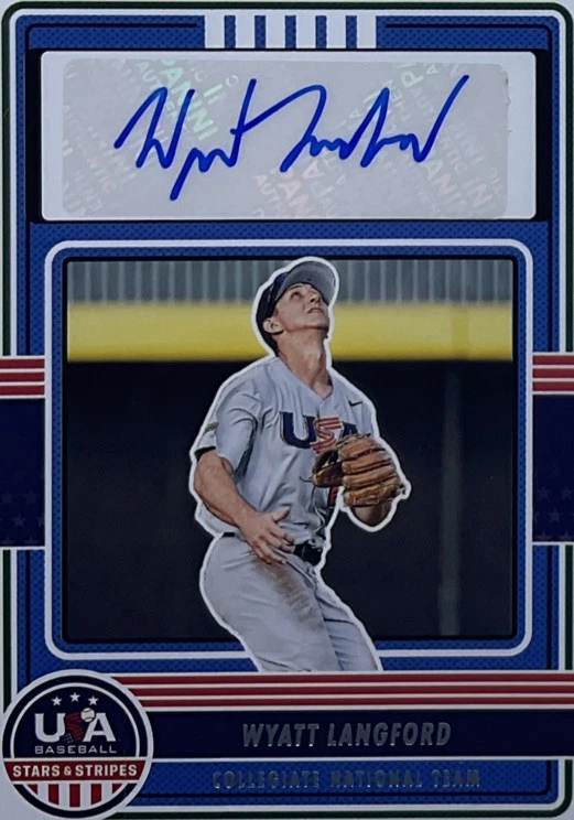 Wyatt Langford Rookie Auto PSA 8/10 - 2023 Panini USA -Rangers, Gators- Pop. 3 - Image 4 of 4