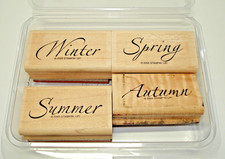 Stampin' Up! Season by Season Wood Block Rubber Stamp Complete Set 4 Box