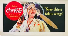 COCA COLA, AVIATRIX, 1941, VINTAGE AD, OFFICIAL, LICENSED 1996 ART PRINT