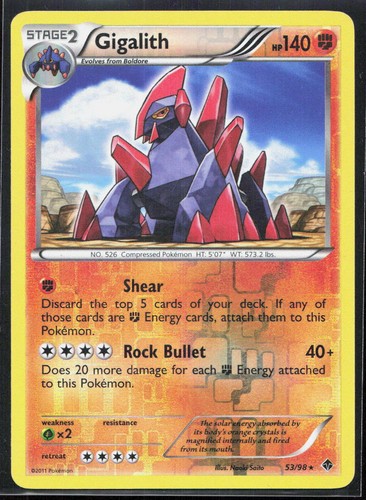 Gigalith 53/98 Rare Pokemon Emerging Powers Reverse Holo DMG 2011