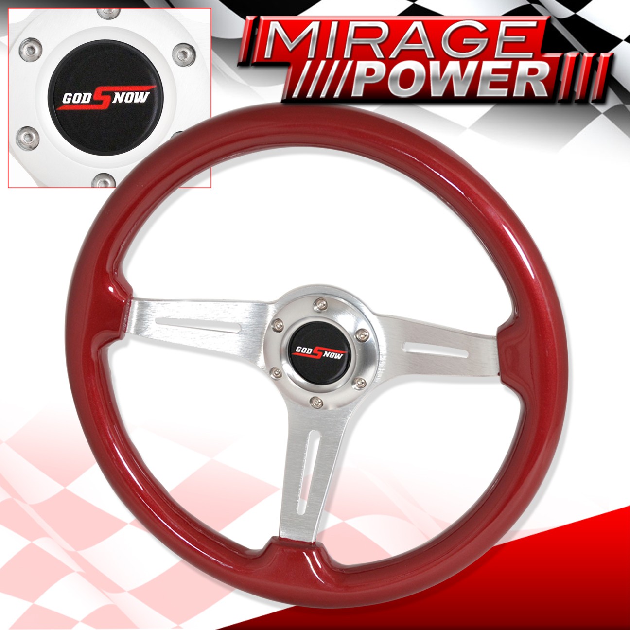 For Audi Vw Lotus Red Wood Grain 3 Spokes Streak Design Steering Wheel Horn